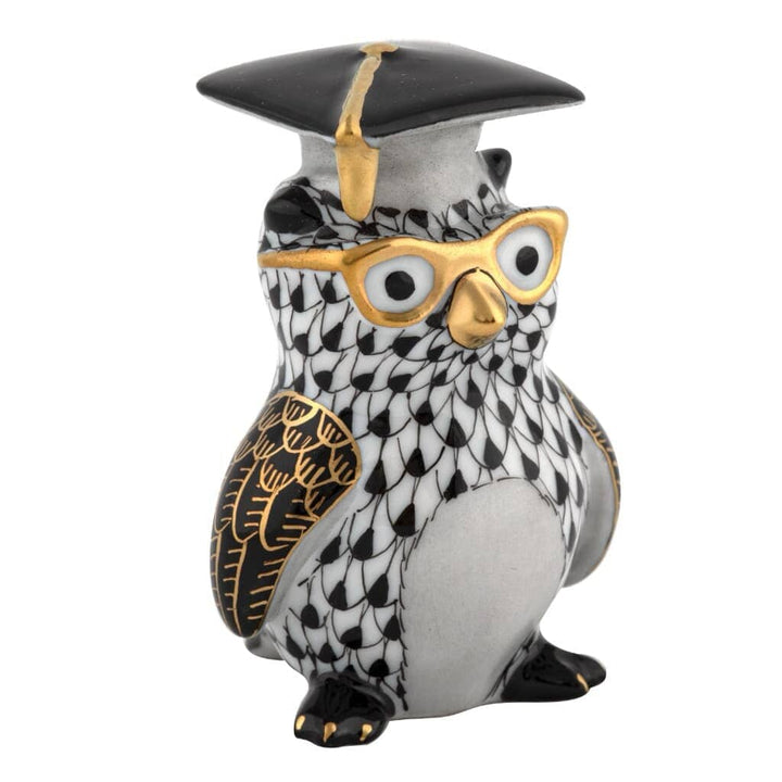 Herend Graduation Owl Figurine Figurines Herend Black 