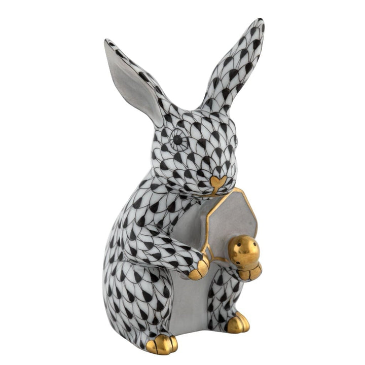 Herend Pickleball Bunny Figurine Figurines Herend Black 