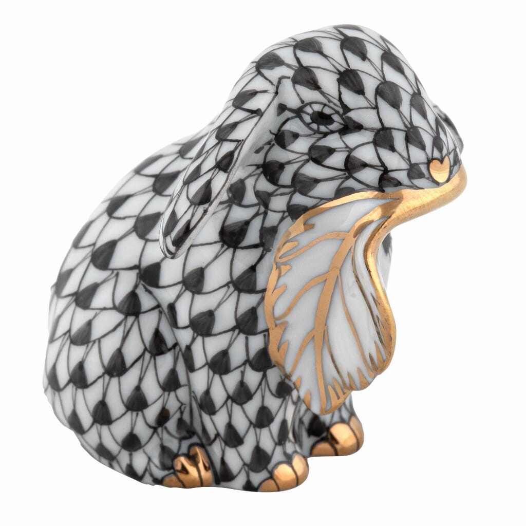 Herend Fall Bunny Figurine Figurines Herend Black 