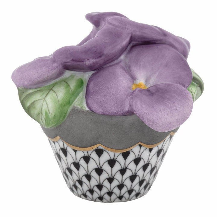 Herend Pansies In Flowerpot Figurines Herend Black 