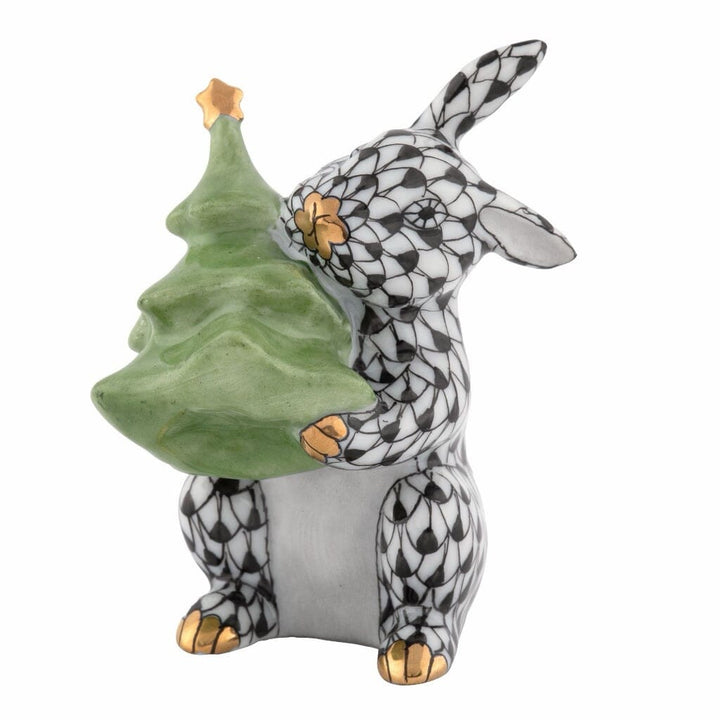 Herend Christmas Tree Bunny Figurine Figurines Herend Black 