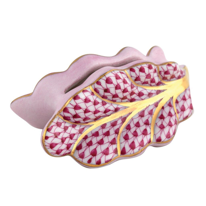 Herend Leaf Place Card Holder Figurines Herend Raspberry (Pink) 