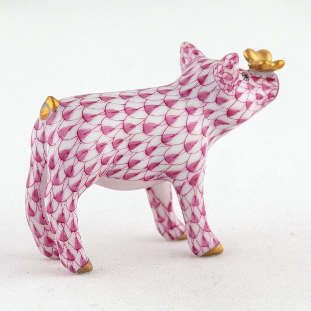 Herend Pig With Butterfly Figurine Figurines Herend 