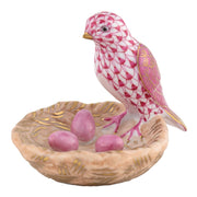 Herend Bird With Nest Figurine Figurines Herend Raspberry (Pink) 
