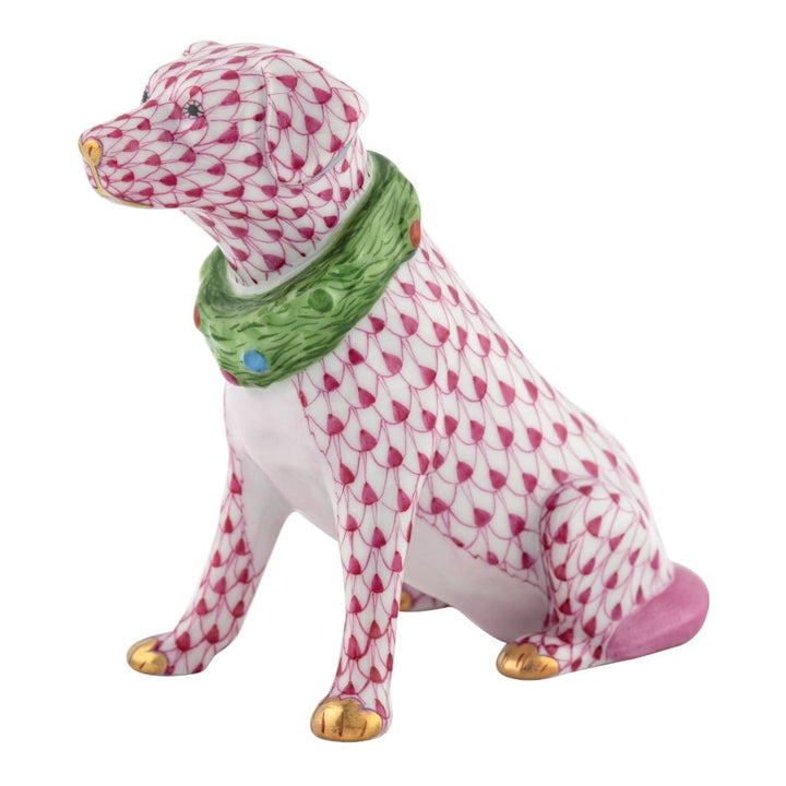 Herend Holiday Dog Figurine Figurines Herend Raspberry (Pink) 