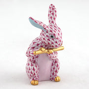 Herend Flute Bunny Figurine Figurines Herend Raspberry (Pink) 