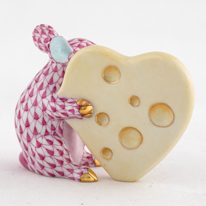 Herend Mouse With Heart Cheese Figurine Figurines Herend 