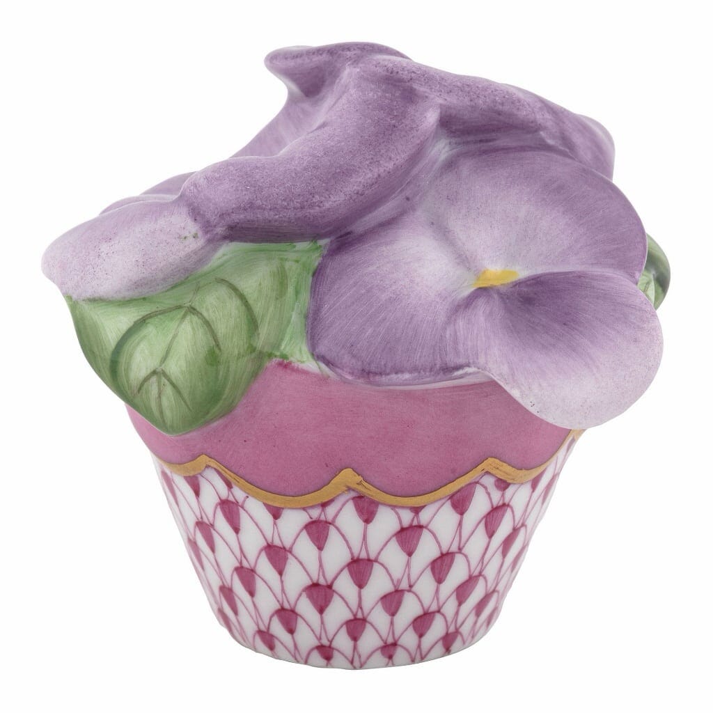 Herend Pansies In Flowerpot Figurines Herend Raspberry 