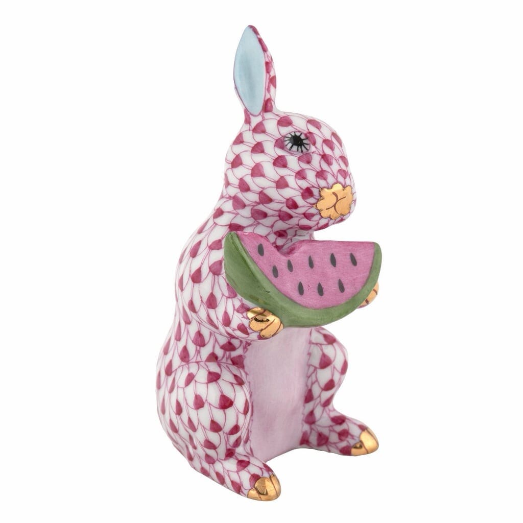 Herend Summer Bunny Figurine Figurines Herend Raspberry 