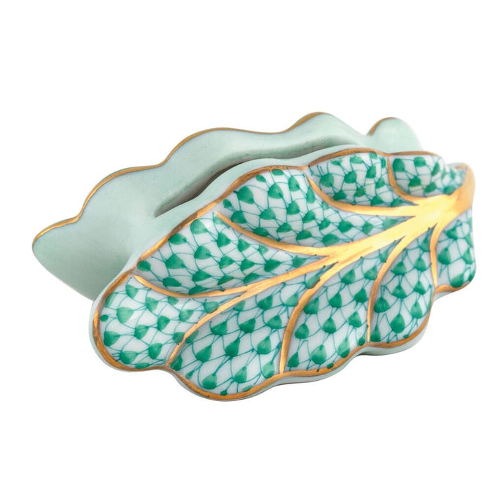 Herend Leaf Place Card Holder Figurines Herend Green 
