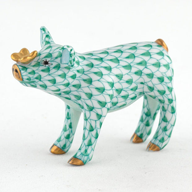 Herend Pig With Butterfly Figurine Figurines Herend Green 