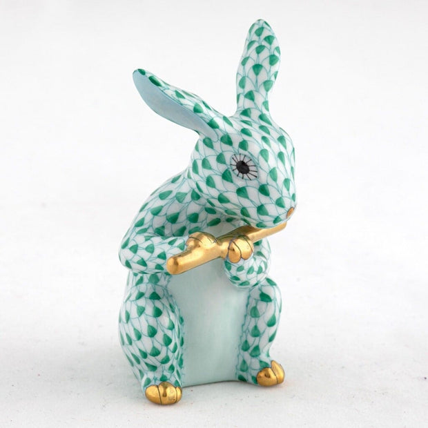 Herend Flute Bunny Figurine Figurines Herend Green 