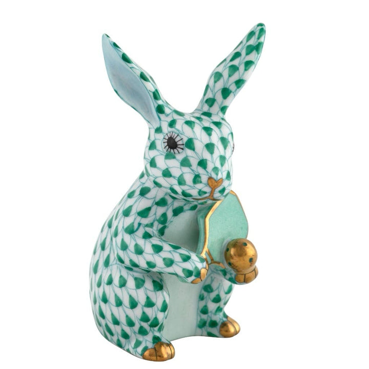 Herend Pickleball Bunny Figurine Figurines Herend Green 