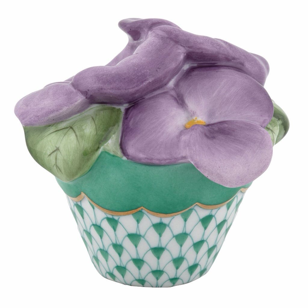 Herend Pansies In Flowerpot Figurines Herend Green 