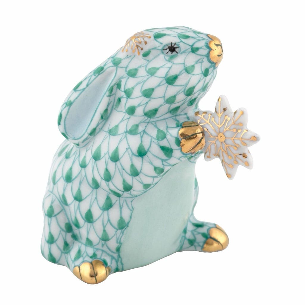 Herend Winter Bunny Figurine Figurines Herend Green 
