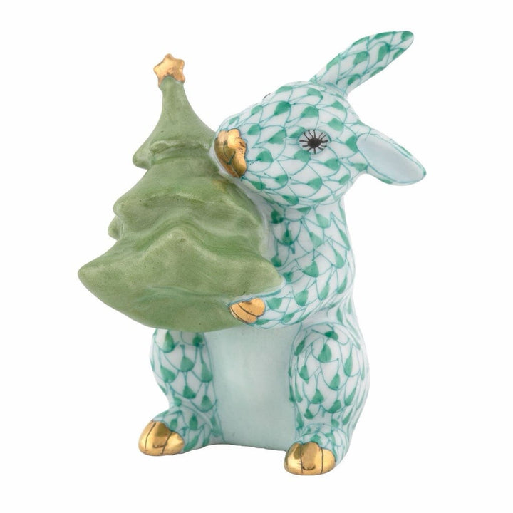 Herend Christmas Tree Bunny Figurine Figurines Herend Green 