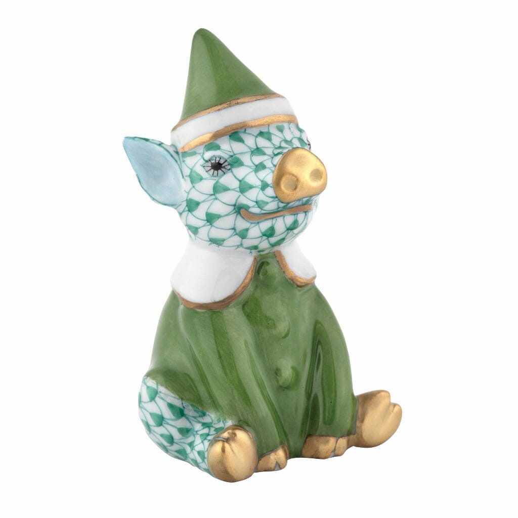 Herend Elf Piggy Figurine Figurines Herend Green 