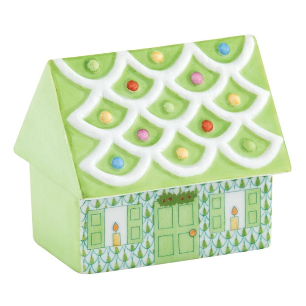 Herend Cozy Gingerbread House Figurines Herend Lime Green 