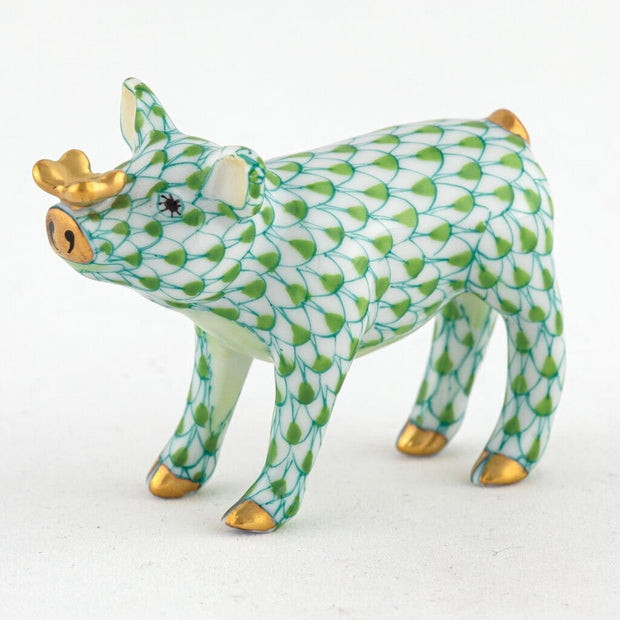 Herend Pig With Butterfly Figurine Figurines Herend Lime Green 