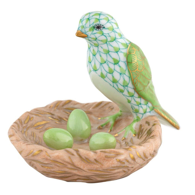 Herend Bird With Nest Figurine Figurines Herend Lime Green 