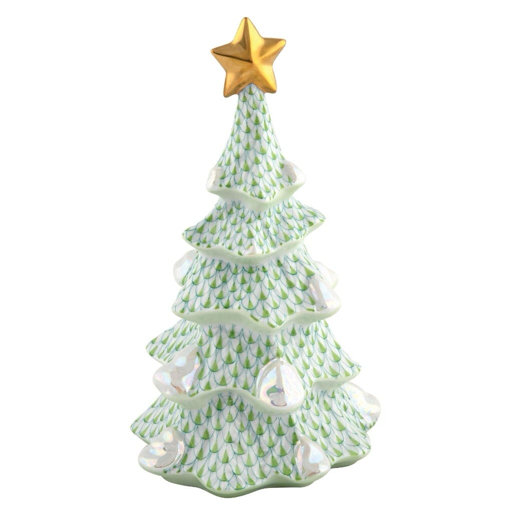 Herend Large Christmas Tree Figurine Figurines Herend Lime Green 