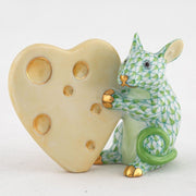 Herend Mouse With Heart Cheese Figurine Figurines Herend Lime Green 