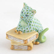 Herend Cat On Books Figurine Figurines Herend Lime Green 