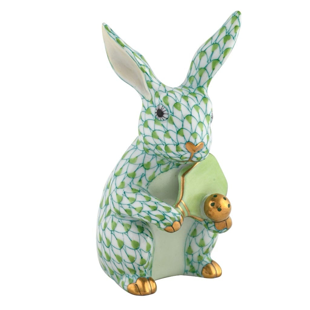 Herend Pickleball Bunny Figurine Figurines Herend Lime Green 