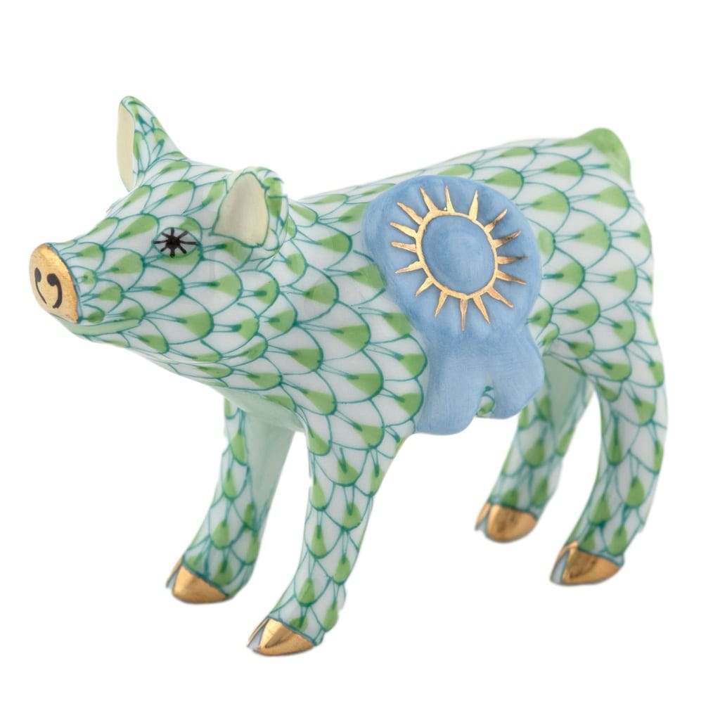 Herend Blue Ribbon Pig Figurine Figurines Herend Keylime 