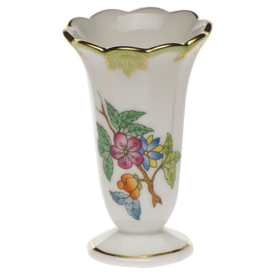 Herend Queen Victoria Scalloped Bud Vase Vases Herend Green 
