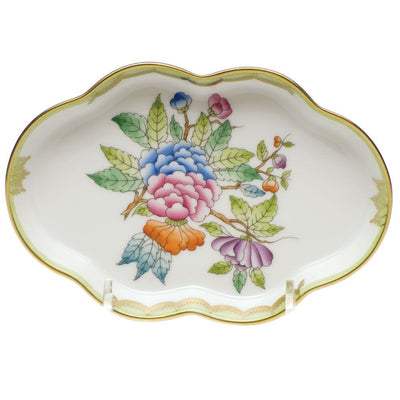 Herend Queen Victoria Small Scalloped Tray Trays Herend Green 
