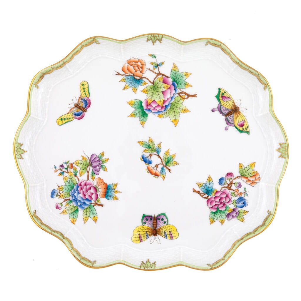 Herend Queen Victoria Scallop Tray Trays Herend Green 