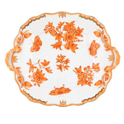 Herend Fortuna Square Cake Plate With Handles Dinnerware Herend Rust 