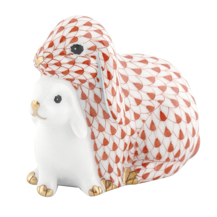 Herend Cuddling Bunnies Figurine Figurines Herend Rust 