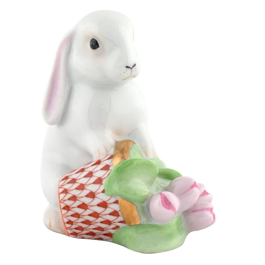 Herend Flowerpot Bunny Figurine Figurines Herend Rust 