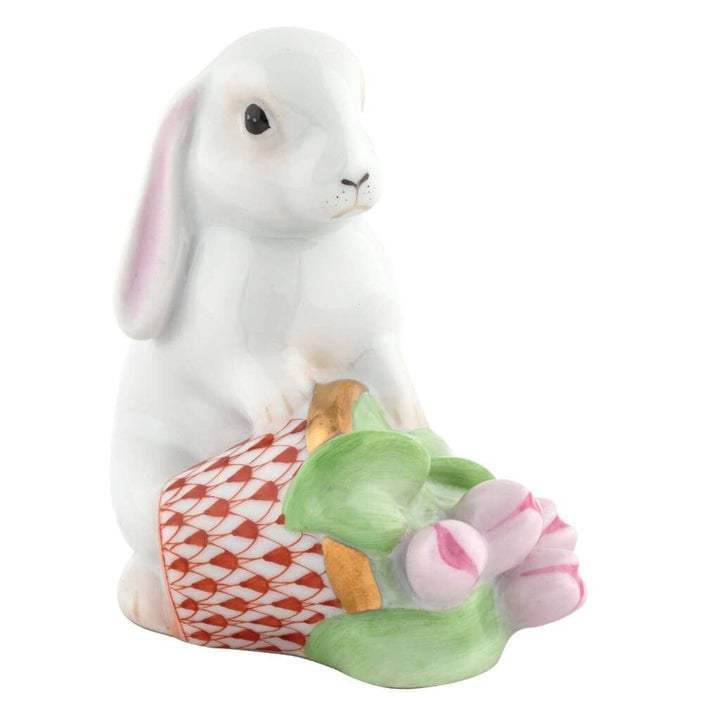 Herend Flowerpot Bunny Figurine Figurines Herend Rust 