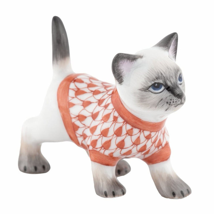 Herend Sweater Kitty Figurine Figurines Herend Rust 