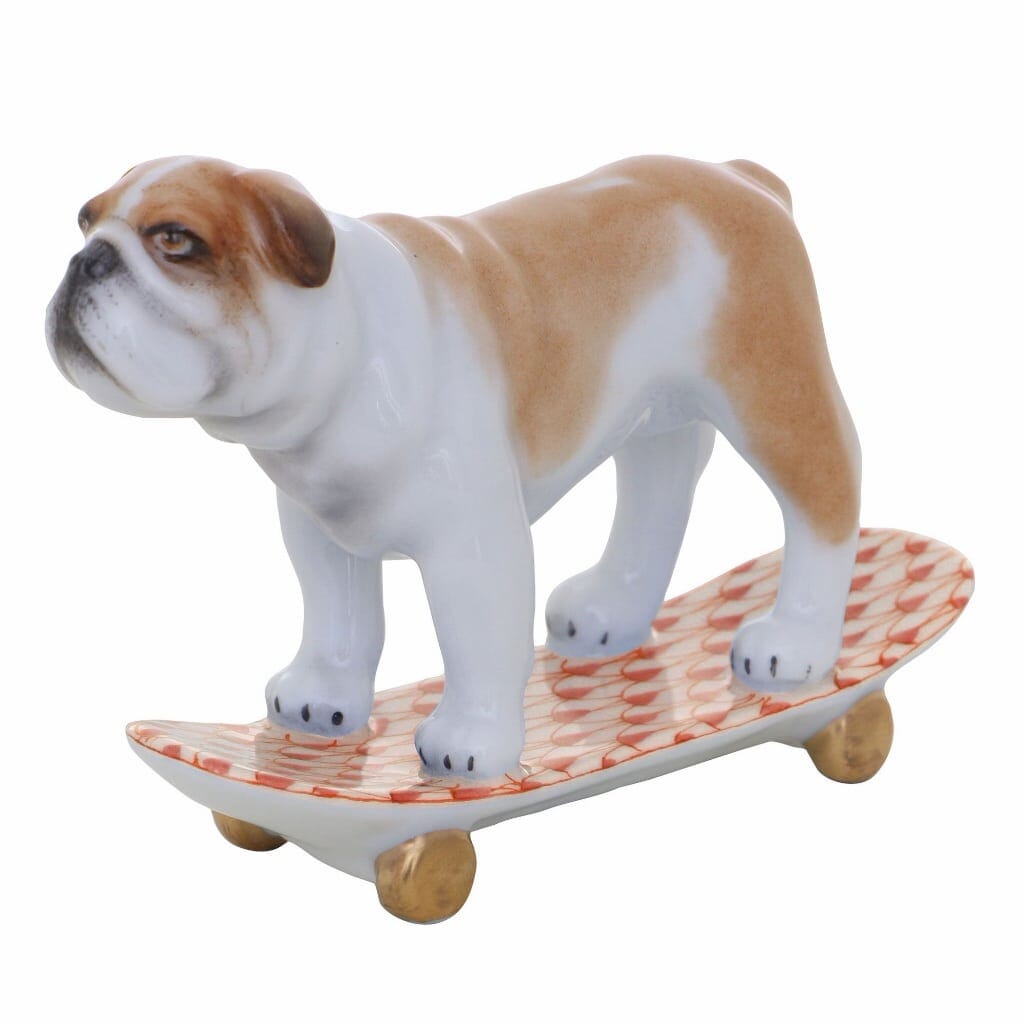 Herend Skateboarding Bulldog Figurine Figurines Herend Rust 