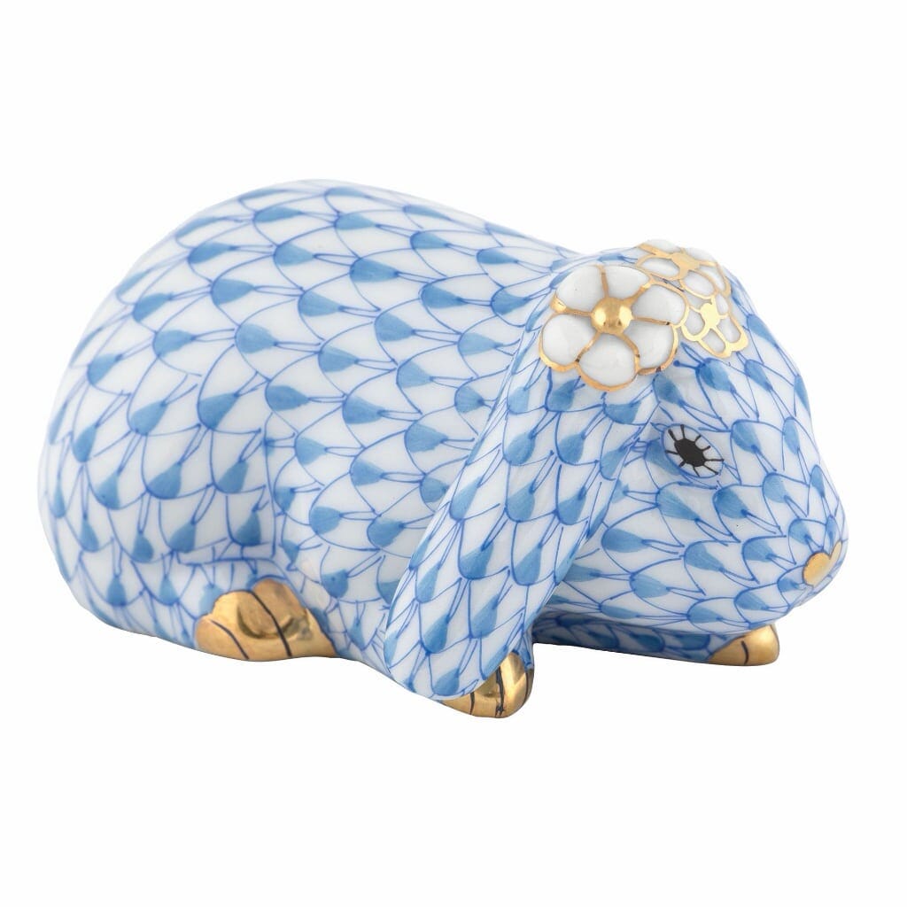 Herend Spring Bunny Figurine Figurines Herend Blue 