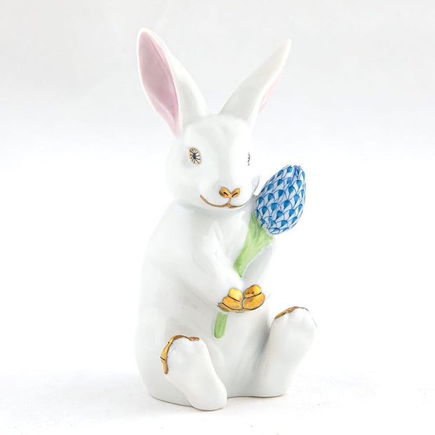 Herend Blossom Bunny Figurine Figurines Herend White-Blue 