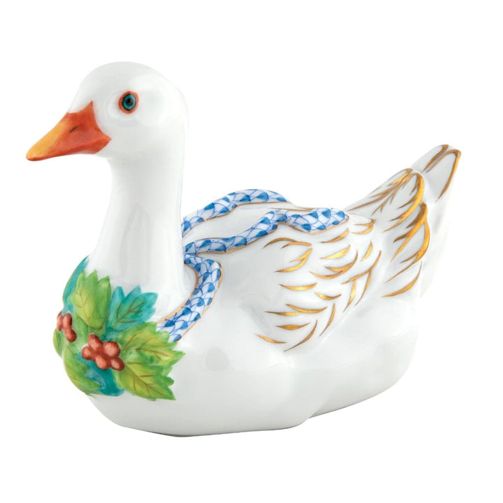 Herend Christmas Goose Figurine Figurines Herend Blue 
