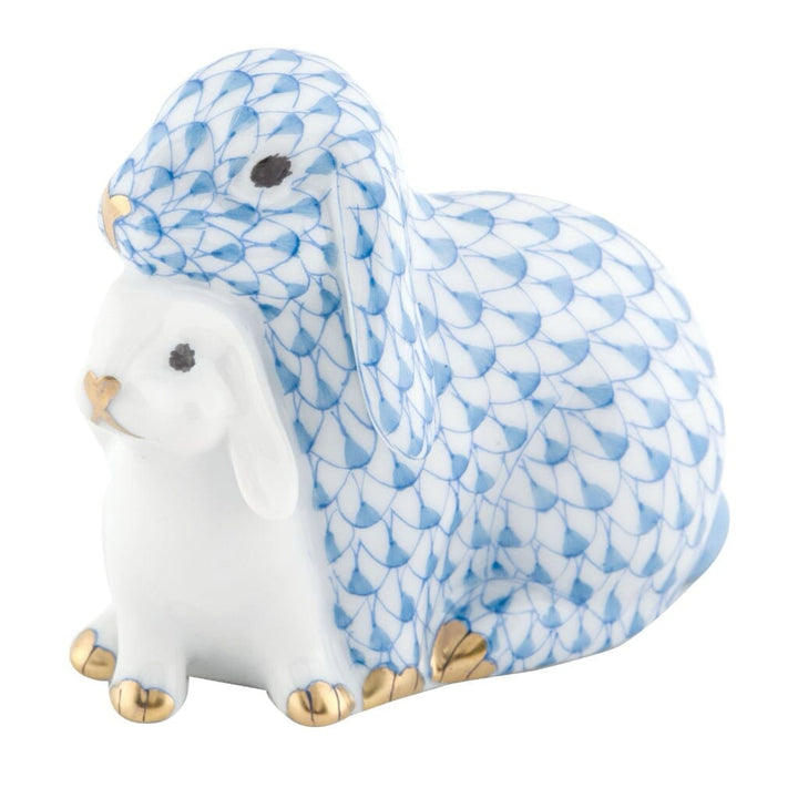 Herend Cuddling Bunnies Figurine Figurines Herend Blue 