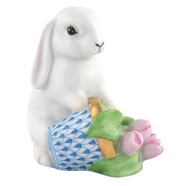 Herend Flowerpot Bunny Figurine Figurines Herend Blue 