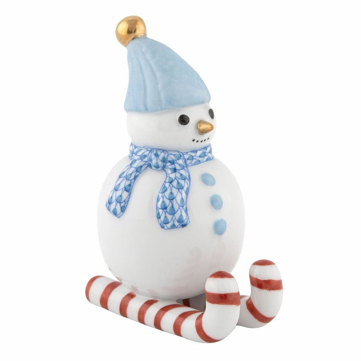 Herend Skiing Snowman Figurine Figurines Herend Blue 