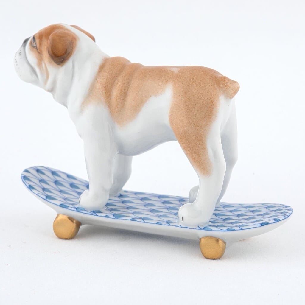 Herend Skateboarding Bulldog Figurine Figurines Herend 
