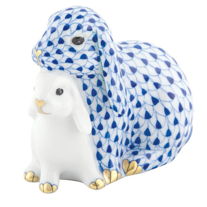 Herend Cuddling Bunnies Figurine Figurines Herend Sapphire 