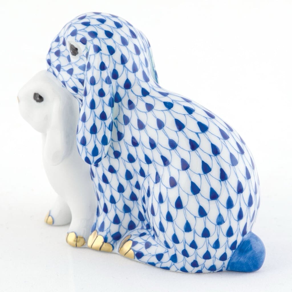 Herend Cuddling Bunnies Figurine Figurines Herend 