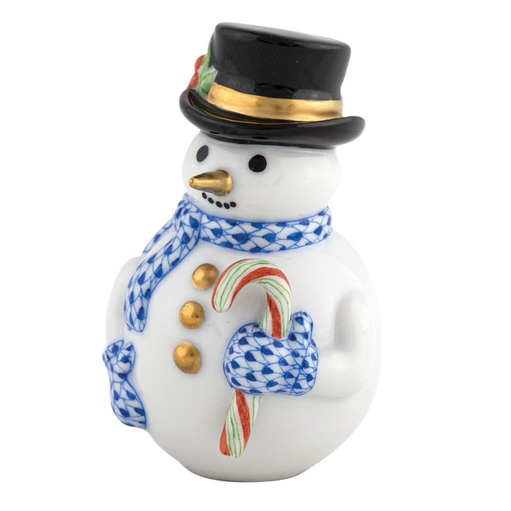 Herend Candy Cane Snowman Figurine Figurines Herend Sapphire 