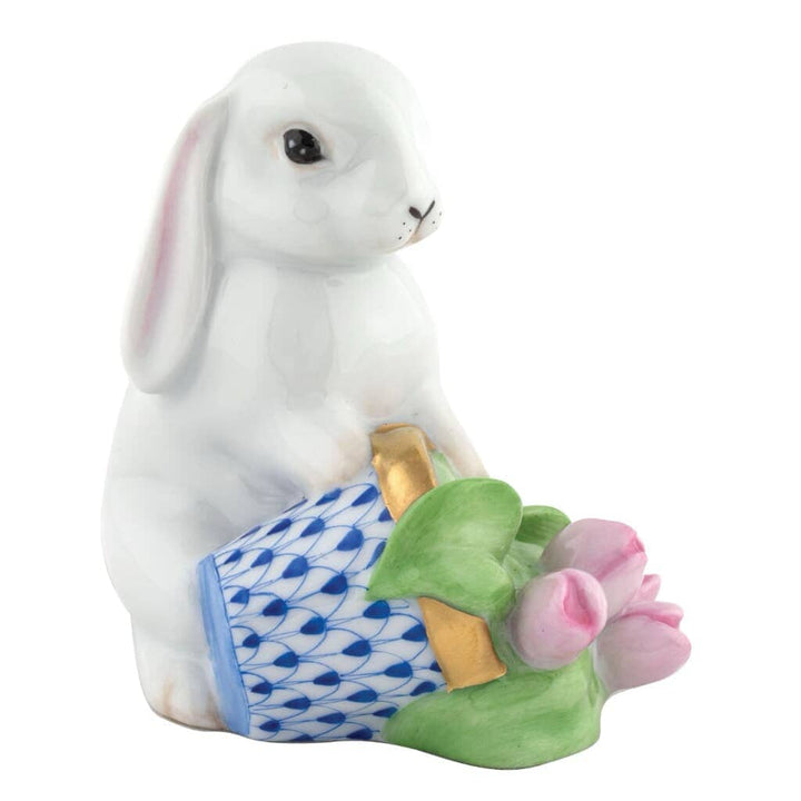 Herend Flowerpot Bunny Figurine Figurines Herend Sapphire 
