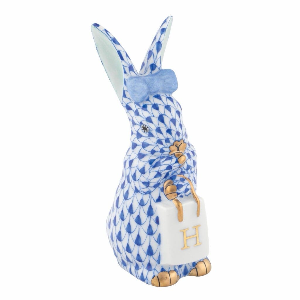 Herend Shopping Bunny Figurine Figurines Herend Sapphire 